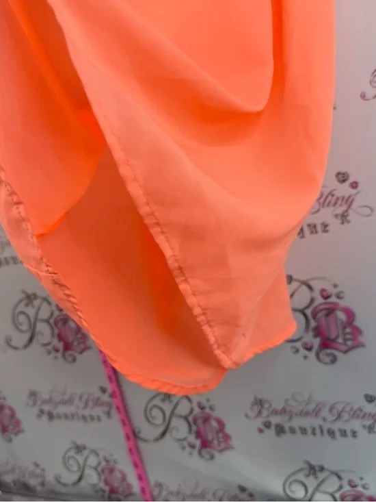 Japna tank top neon orange Coral-Orange Sleeveless Chiffon Tank Top - Picture 4 of 12